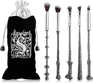 Wi-zard Wand Makeup Brushes Set, Potter Make Up Brush Set for Women Girls 5pcS,Best Harry Gifts for kids(Silver)