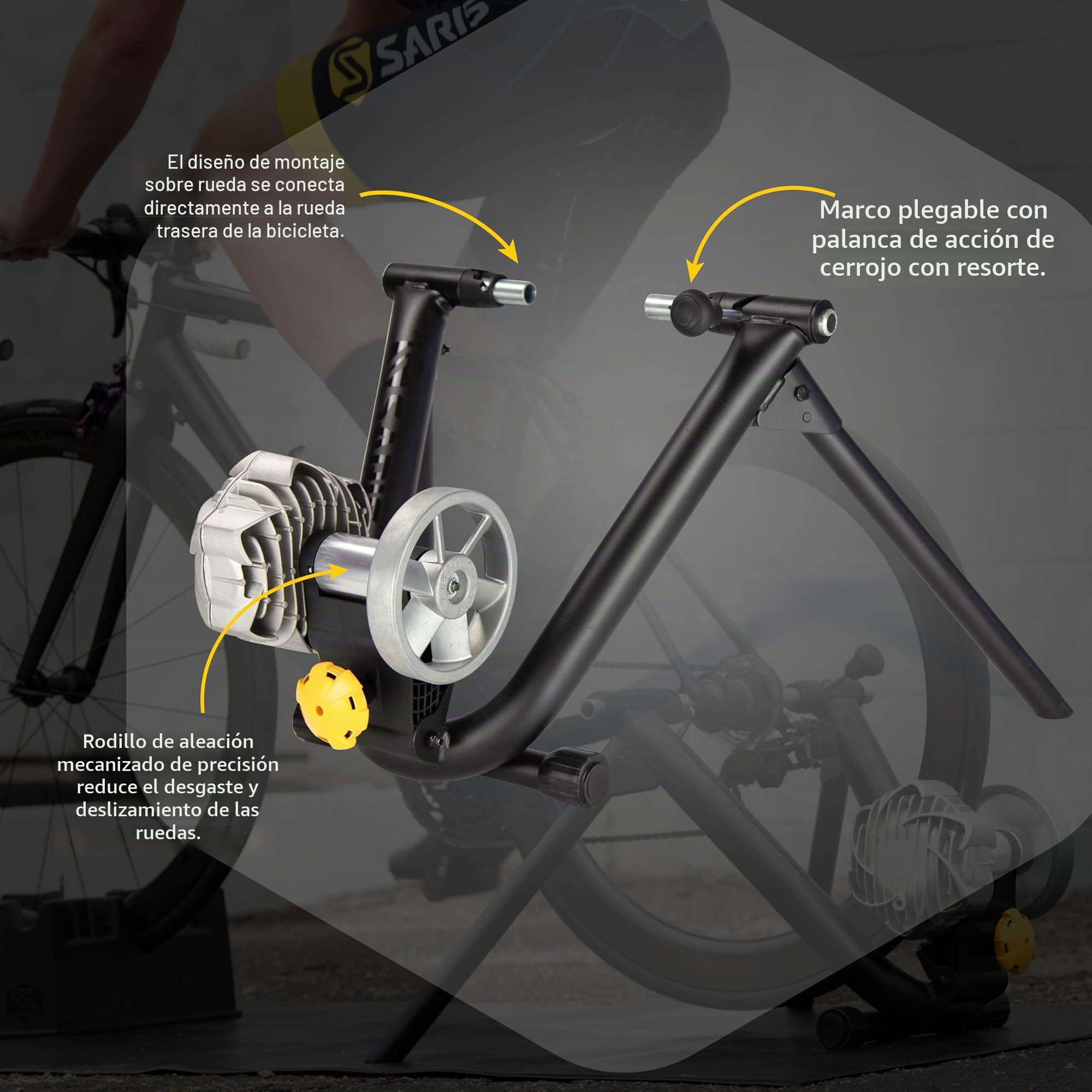 Saris Fluid2 - Entrenador de bicicleta de interior, opción equipada inteligente, se adapta a bicicletas de carretera y montaña, compatible con la aplicación Zwift