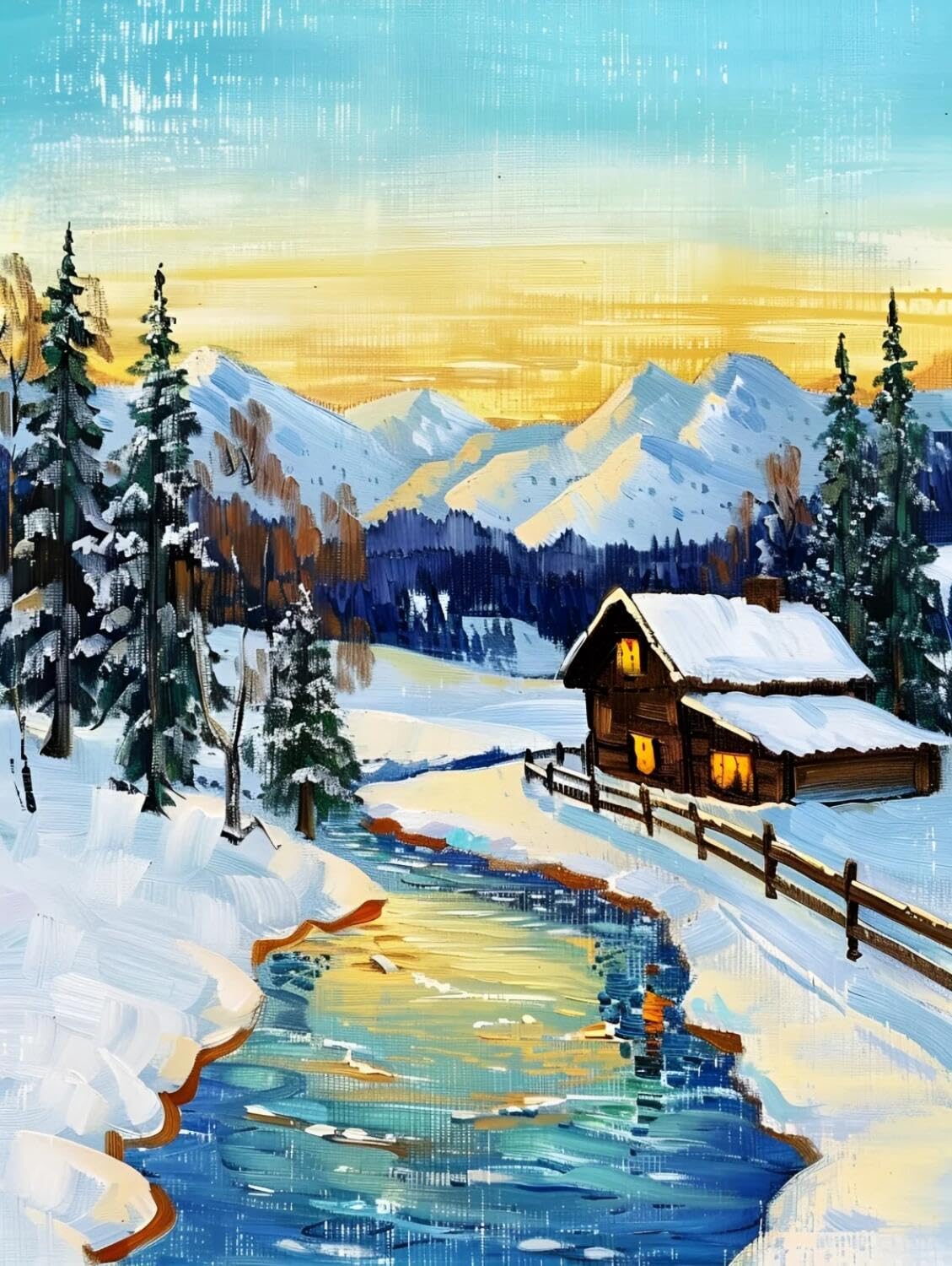 Rqwybcaxn Bead Cross Stitch Kits Winter Snow Scene 40x50cm