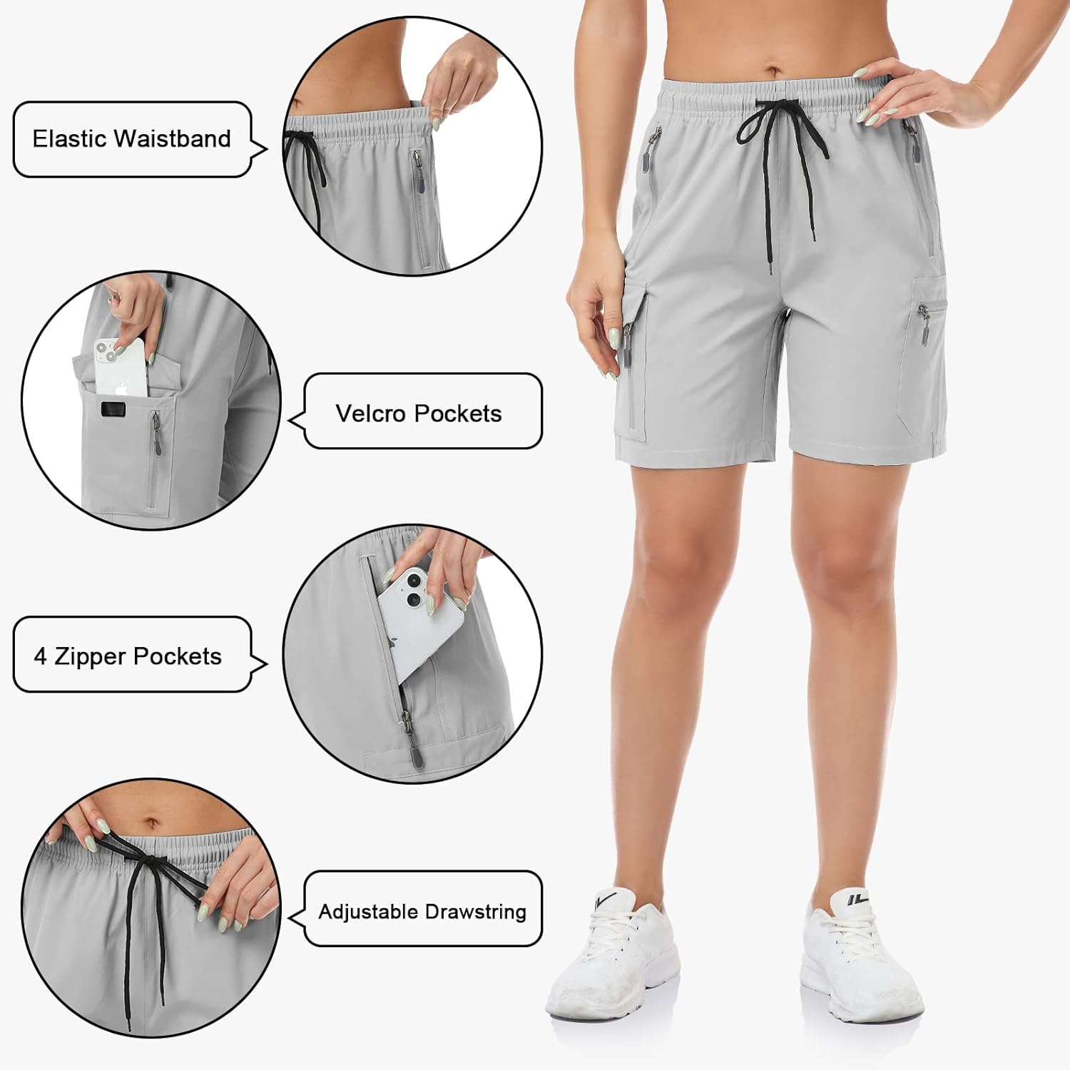 GymBrave Women's Hiking Shorts Quick Dry Lightweight Cargo Shorts for Outdoor Athletic Travel with Pockets - Image 5