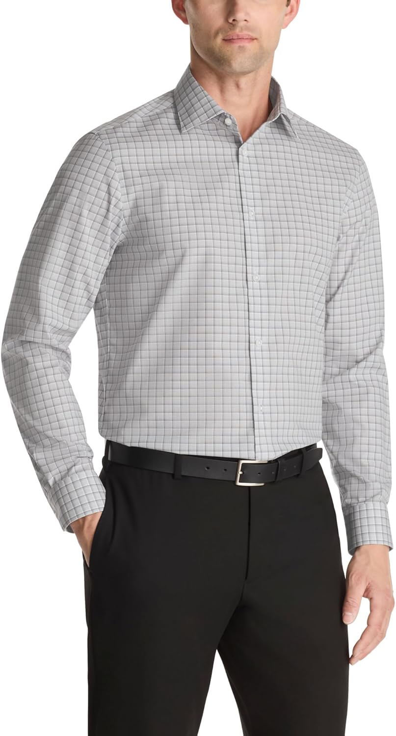 Calvin Klein Mens Dress Shirt Non Iron Stretch Slim Fit Check