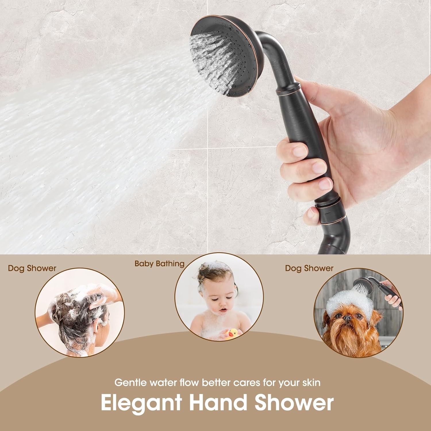 High Flow Roman Tub Faucet with Hand Shower, Oil-Rubbed Bronze Deck Mount Bathtub Faucet 4 Hole with Valve, Solid Brass 2-Handle Widespread Bathtub Faucets with Hot & Cold Supply Lines 8808ORB JB-1