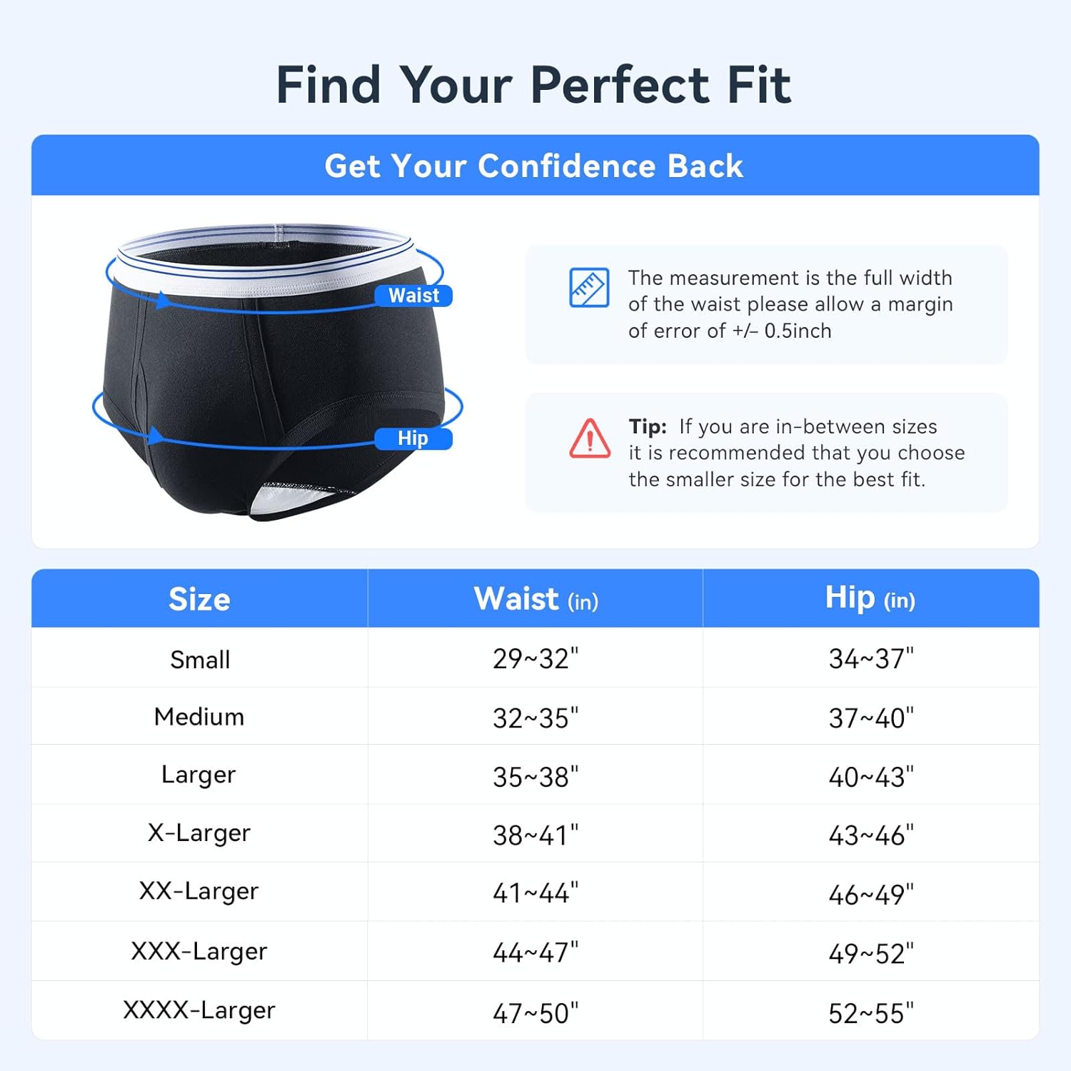 Carer Mens Incontinence Underwear Washable 3 Pack Cotton Reusable Incontinence Boxers Briefs for Men Built in Cotton Pad for Bladder Leakage 150ML, X-Large - Image 5