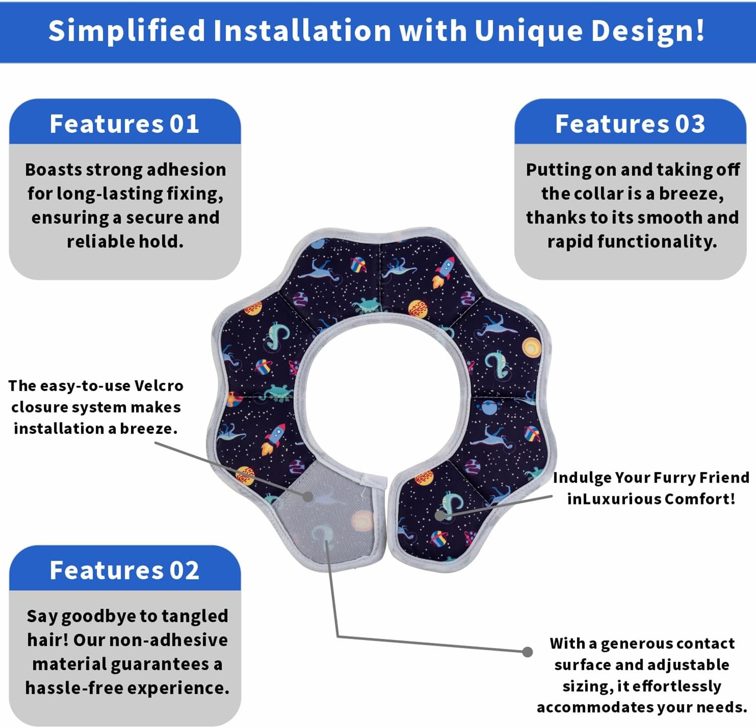 Vogano Soft Cat Cone Collar,Pet Recovery Collar,Comfortable Lightweight Elizabethan Collar for Small Dog Cat Prevent from Licking Wounds (Large/Dinosaur Pattern)
