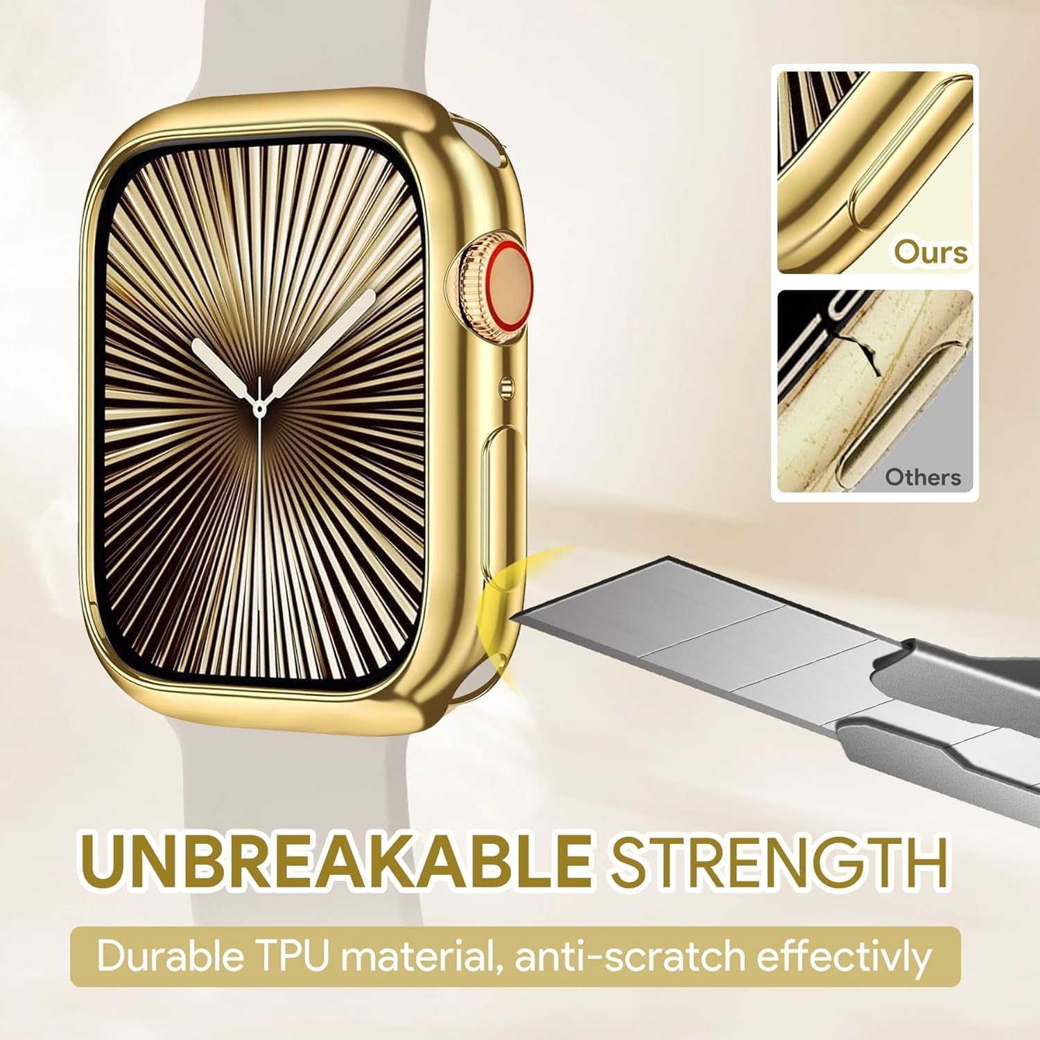 JR.DM 2 Pack 38mm Soft Flexible TPU Case Compatible for Apple Watch Series 3/2/1 Touchable Screen Lightweight Anti-Scratch All-Around Protector Thin Guard Shockproof Cover for iWatch, Gold+Clear thumbnail