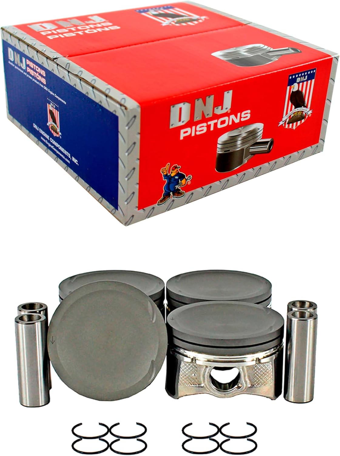 DNJ P469 Piston Set Standard for 2006-2009 Mazda 3 6 CX-7 2.3L L4 16V DOHC 2260cc