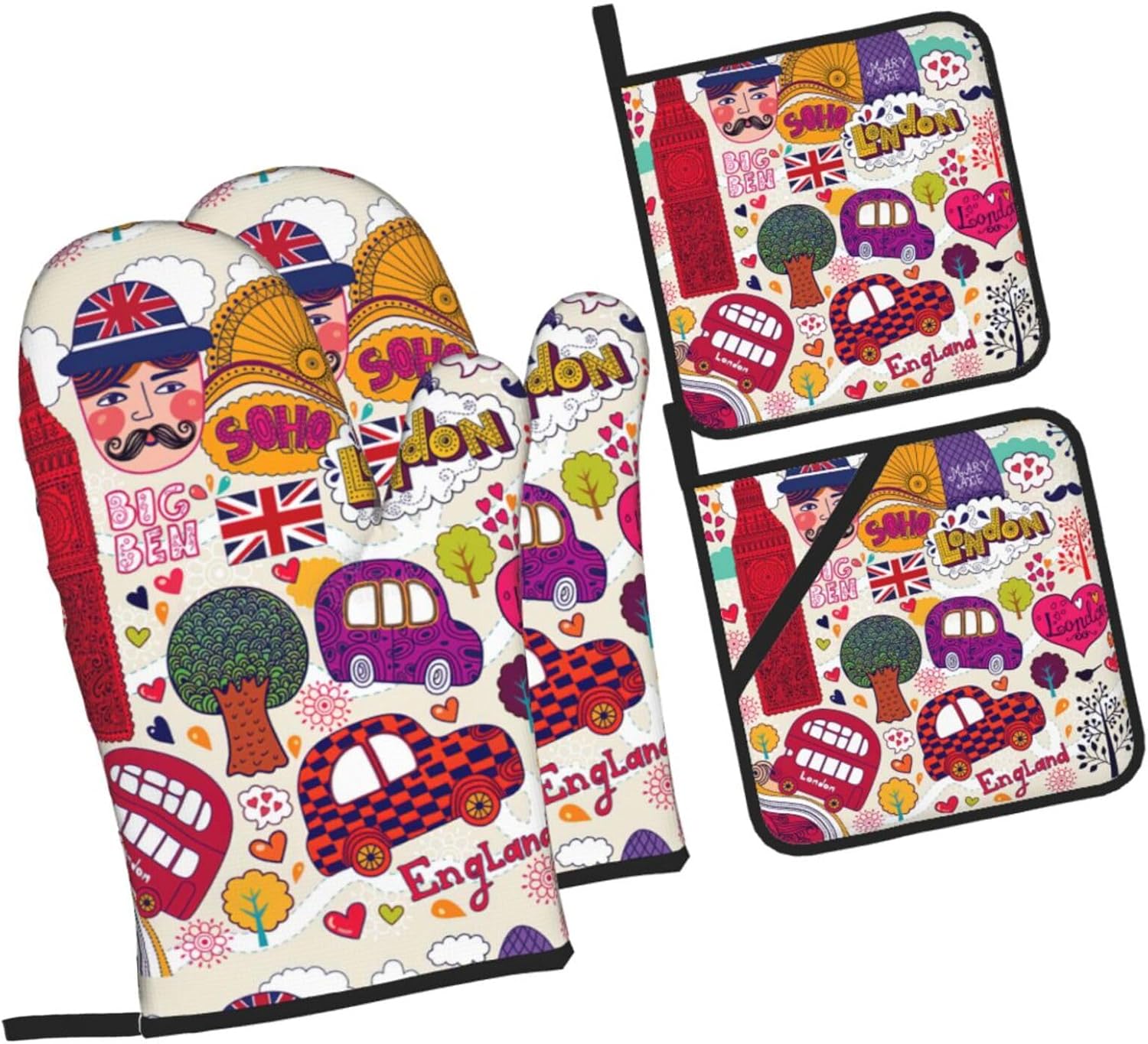 school newspaper in English Kitchen baking four piece set, fit for cooking and baking, oven, microwave, and outdoor barbecue