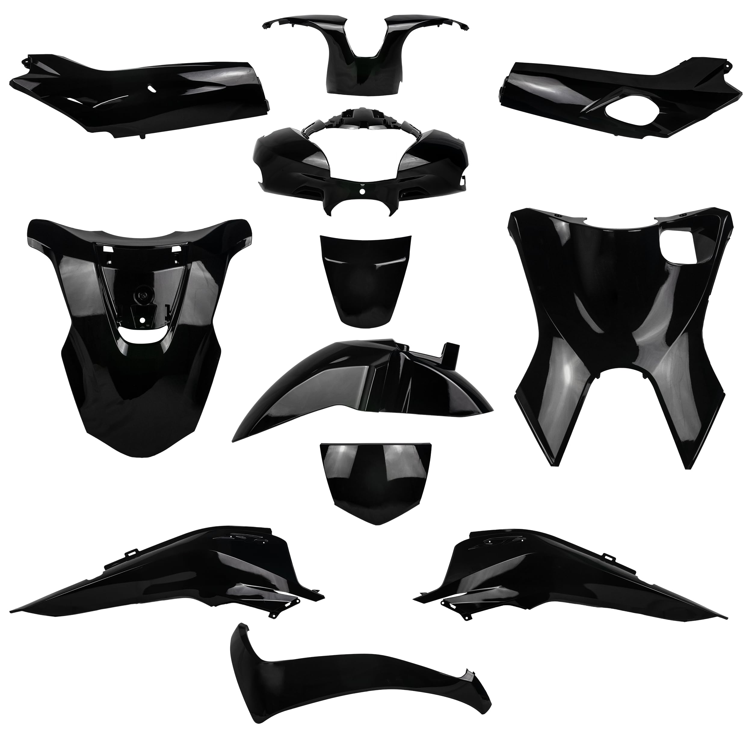 One by Camamoto Kit Set Carene Complete Plastiche per Honda sh 125-150cc Anno 2017-2018-2019 Colore Nero Lucido 12pz