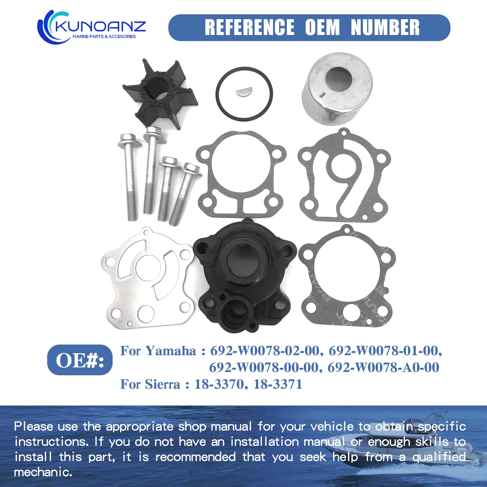 Kit Turbine Pompe à Eau Pour Yamaha 2 Temps 70-90 CV – Remplacement 692-W0078, Adaptable Et Costaud