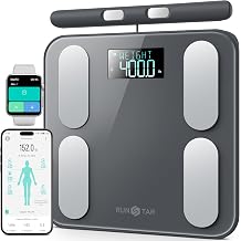 RunStar 12-inch Smart Body Fat Scale with Handle, 8-Electrode Digital Bathroom Sale for Weight, BMI, Muscle Mass 28 Body Composition with Color LCD Display