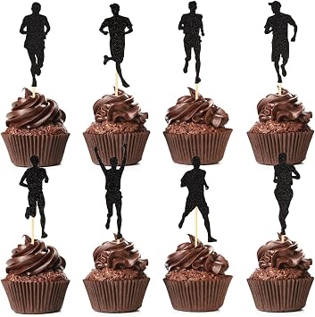 Running Cupcake Toppers Pack of 48 Runner Cupcake Picks for Athletics Marathon Birthday Supplies Party Decoration