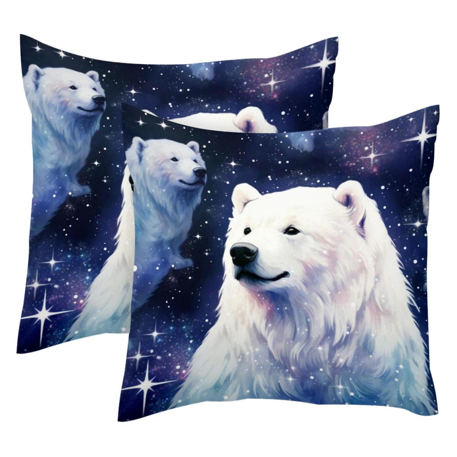 Housses de coussin velours 50x50 cm motif chien blanc nebuleuse espace lot de 2