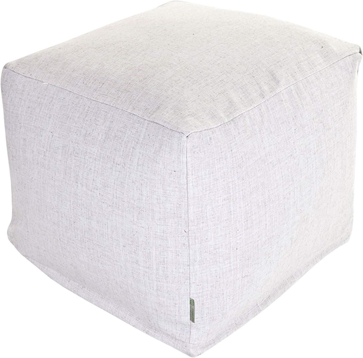 Majestic Home Goods Wales Indoor/Outdoor Pouf Ottoman Stuffed Cube 17x17x17 Inches - Bean Bag Floor Pouf Ottoman for Foot Rest – Sitting Pouf Chair for Living Room – Nursery Pillow Ottoman - Magnolia
