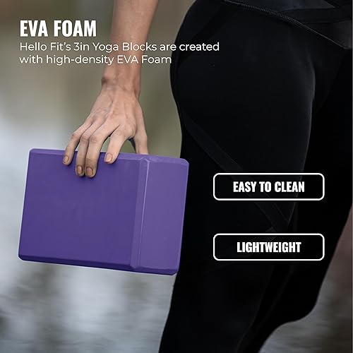 Miniatura 4 de Hello Fit 3" Yoga Block, 10 Pack Bulk EVA Foam Yoga Blocks, Firm and Supportive Yoga Brick, Balance Foam for Stretching, Pilates, and Workout, 3" x