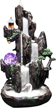 Semli Backflow Incense Holder Waterfall Incense Burner Home Decor Aromatherapy Ornament Incense Cones with Backflow Incense Cones Free Rivers and Mountains