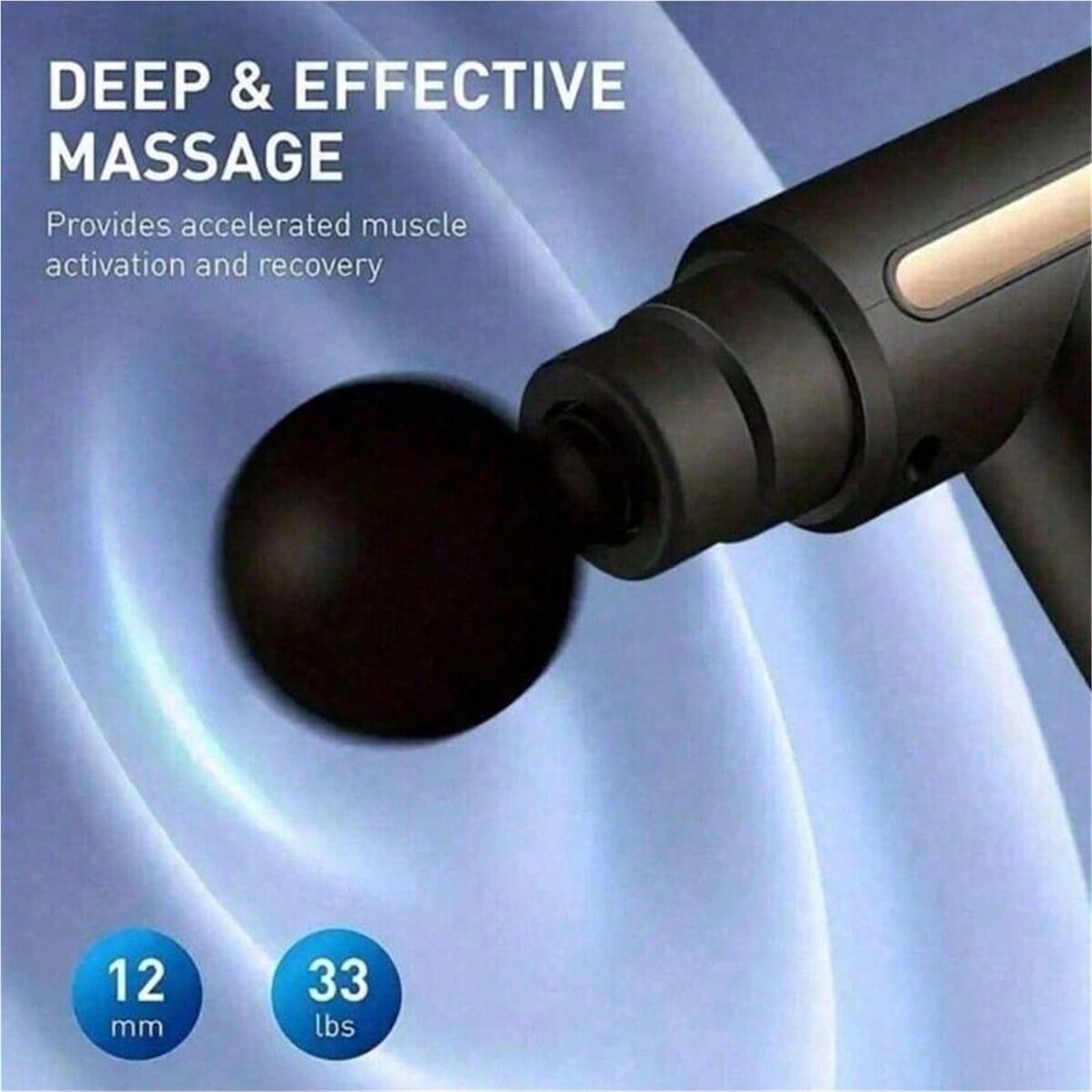 Pistola de Masaje, Pistola De Masaje Tejido Profundo Recargable Con 4 Cabezales para Relajación Muscular