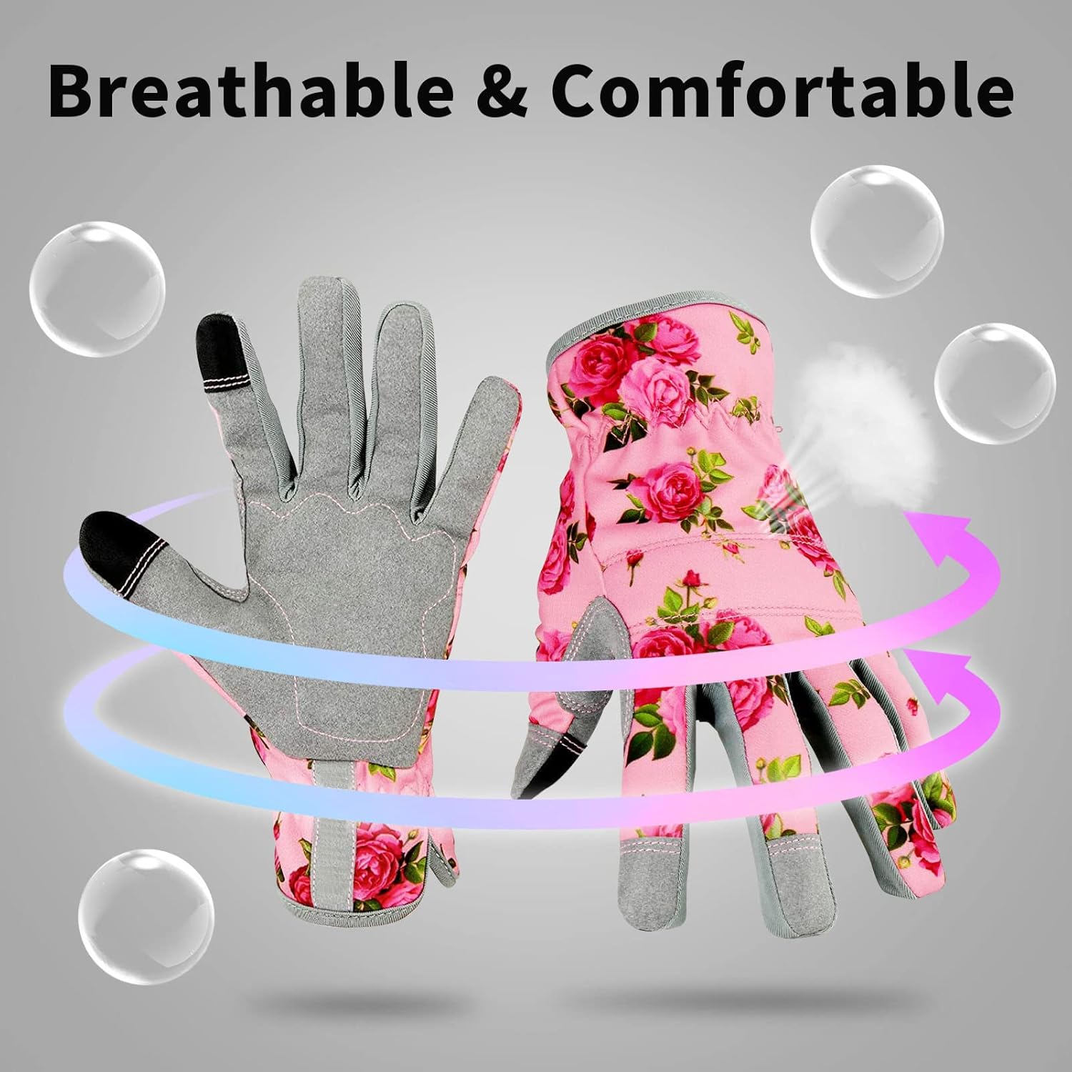 Leather Gardening Gloves for Women, Flexible Breathable Spandex, Thorn Proof Gardening Gloves for Yard, Best Gifts : Patio, Lawn & Garden