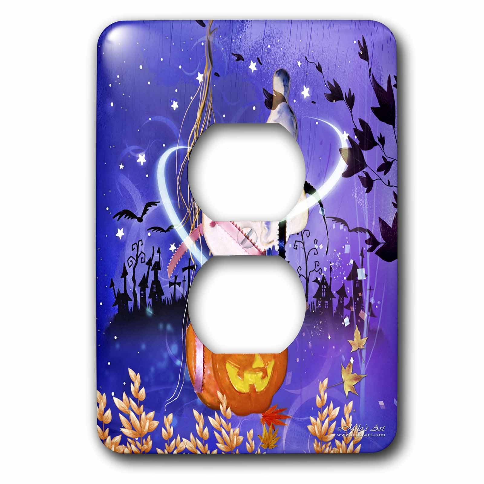 2 prises de courant plaque Halloween Ghost and Pumpkin pour cacher les murs ternes