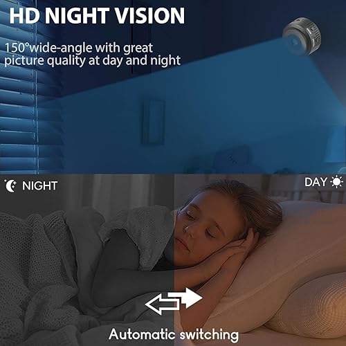 Miniatura 6 de Mini cámara inalámbrica HD 1080P  Batería de duración prolongada, cámara de seguridad para interiores con detección de ojos humanos AI, visión