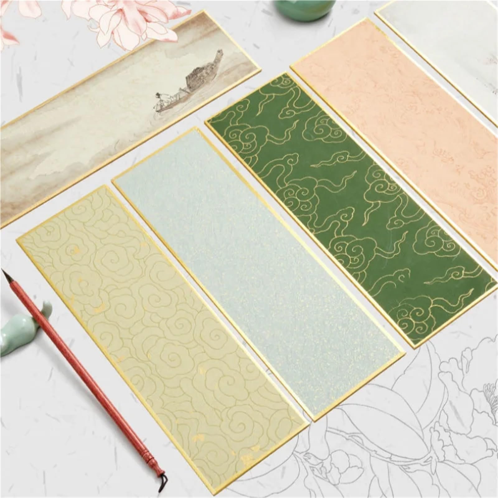 Ręcznie robiony papier ryżowy z włókien, Półdojrzały papier Xuan Malarstwo do kaligrafii Kartki z życzeniami Wielokolorowe 4 szt(Color-i)