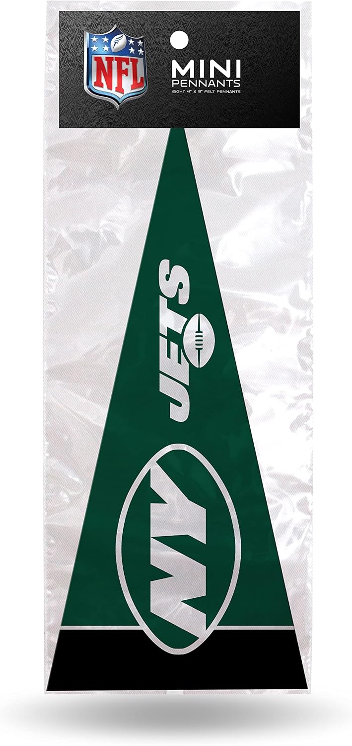 Rico Industries NFL New York Jets 8-Piece 4-Inch by 9-Inch Classic Mini Pennant Décor Set