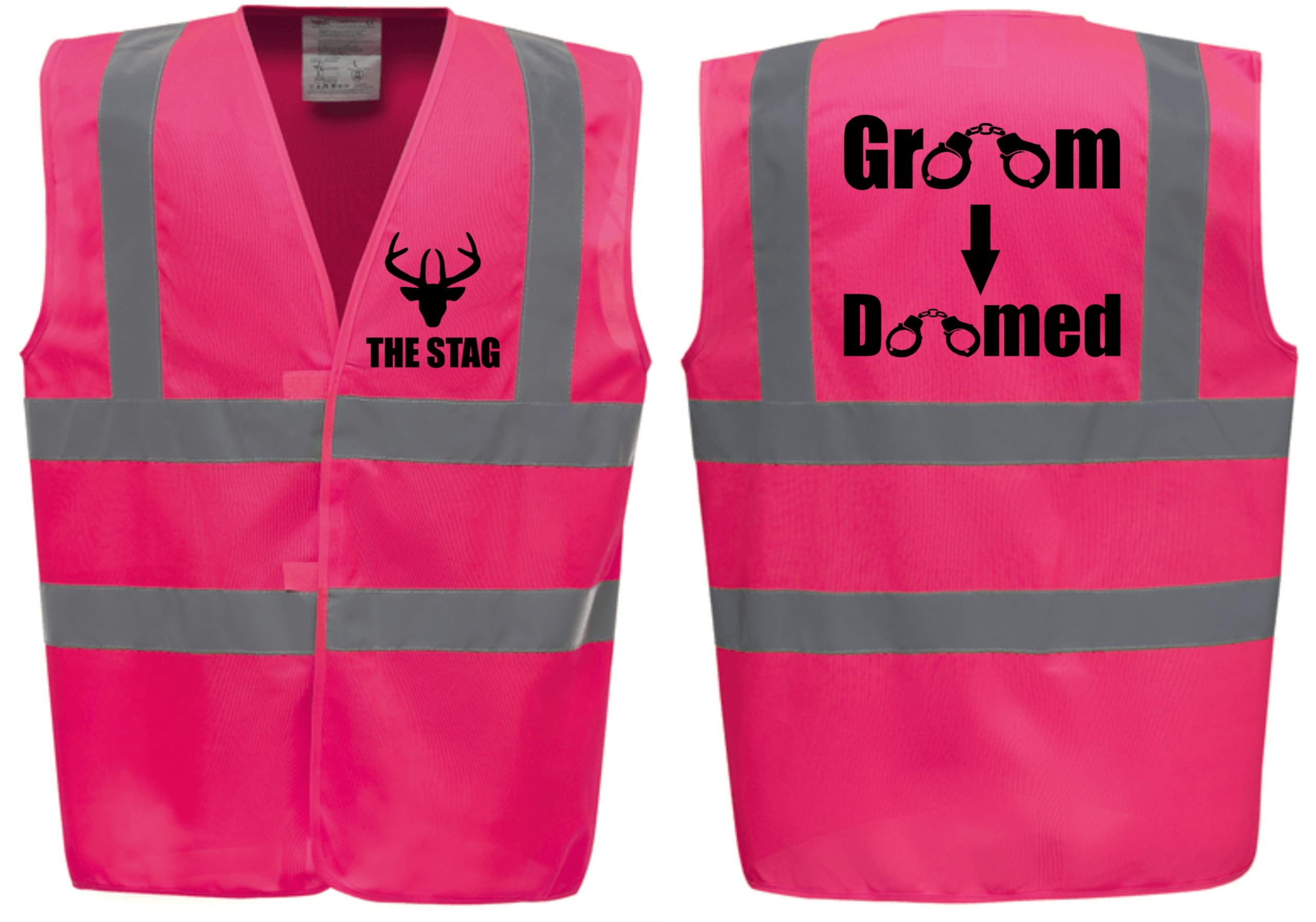 Brook Hi Vis Uk Unisex Pink Groom Doomed Stag Vest! Hi Vis Vest -Ideal For Stag Do & Stag Nights Xl
