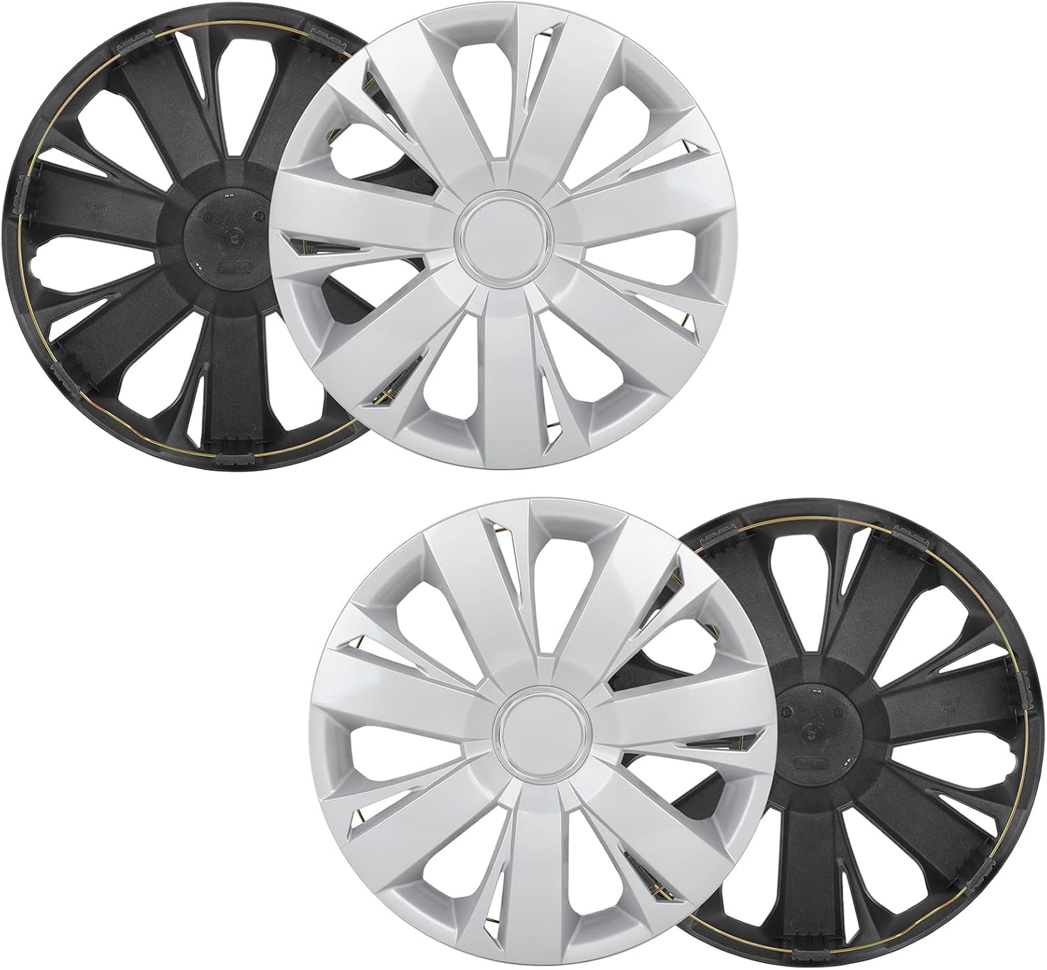 Hubcap Wheel Cover Replacement Premium R16 Hubcaps Set Wheel Rim Cover OEM Style Easy Snap On Hub Caps Universal 4-Pack PP Material Silver