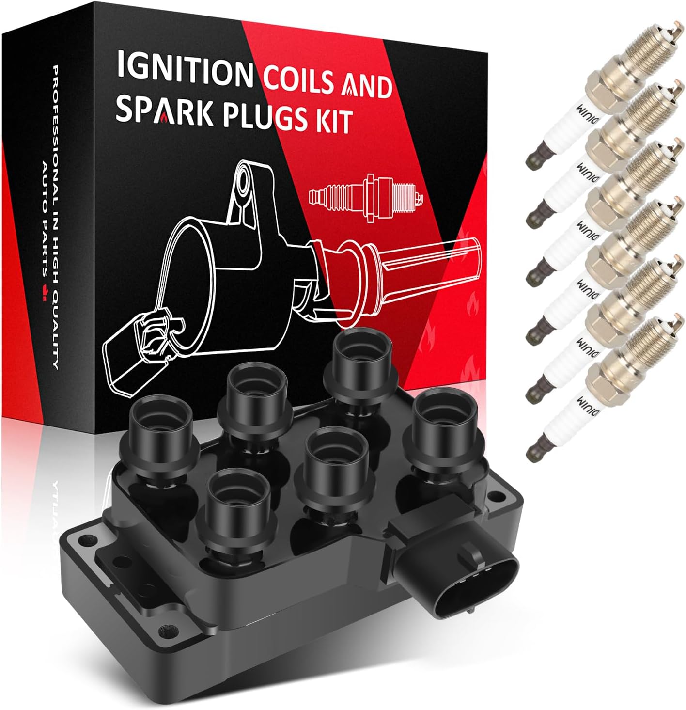 SCITOO 1 ignition coils with 6 iridium Spark Plugs for ford USA EXPLORER TAURUS 4L 3L V6 9017113 6383157
