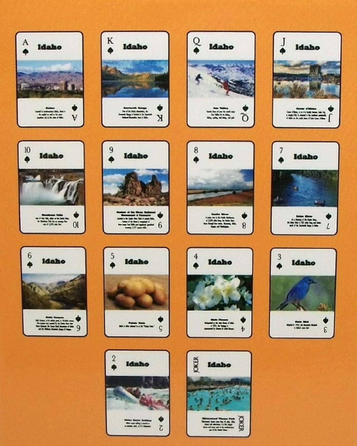 Saddle Mountain Souvenir Idaho Souvenir Playing Cards - 52 Fun Facts & Images, All Ages, Modern Style, Unisex, English, 1 Count, Pack of 52 Image Cards