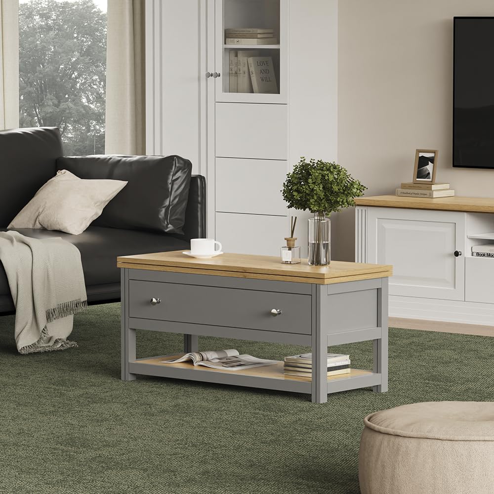 Vicco Couchtisch Vikla, Anthrazit/Eiche, 100 x 40 cm