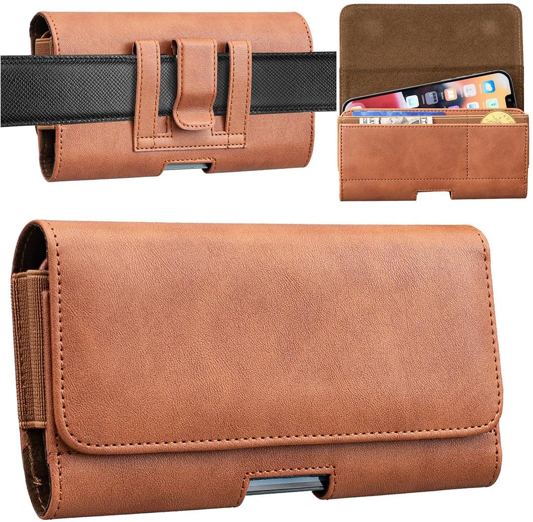 Cell Phone Holster Holder Belt Clip Case Pouch Compatible with Samsung Galaxy A16 5G, A15 5G, A35 A25, S25 Ultra, S25 Plus, S23 Fe, Motorola G85 5G G14 G54 G84, G Stylus 5G 2024 (Black, Large)