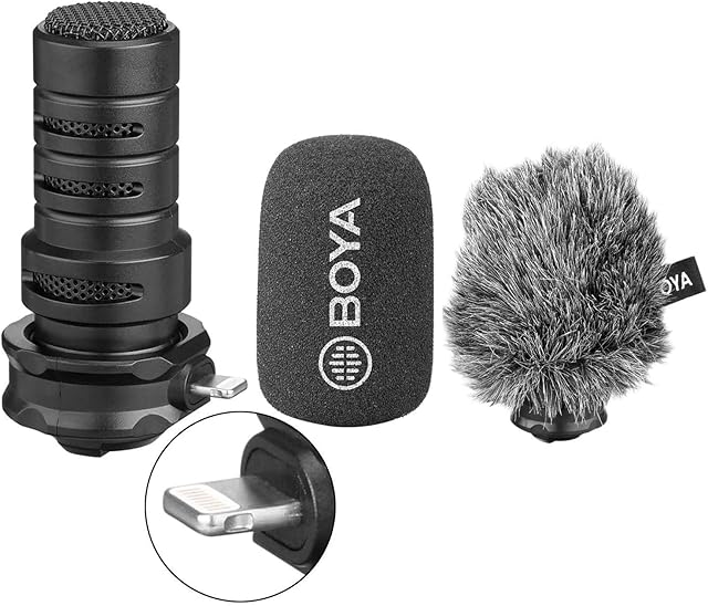 Boya BY-DM200 Plug in Microphone Digital Stereo Cardioid Condenser Microphone MFI Certified Superb Sound Plug and Play Directly Compatible with iOS iPhoneX XS 8 7 6 iPad iPod Stereo Microphone
