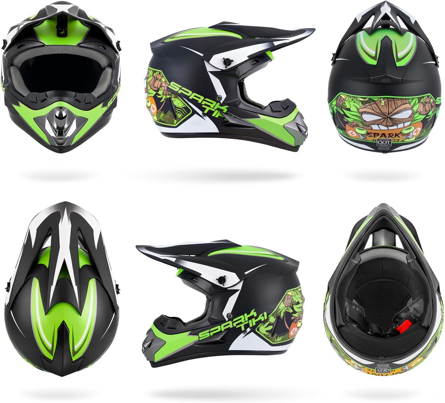 Youth Motocross Helmet Dirt Bike Helmet,ATV Motorcycle Helmet,Outdoor Dirt Bike Helmets,DOT Approved,Off-Road Helmets with Gloves Goggles Face Shield 4-Piece Set