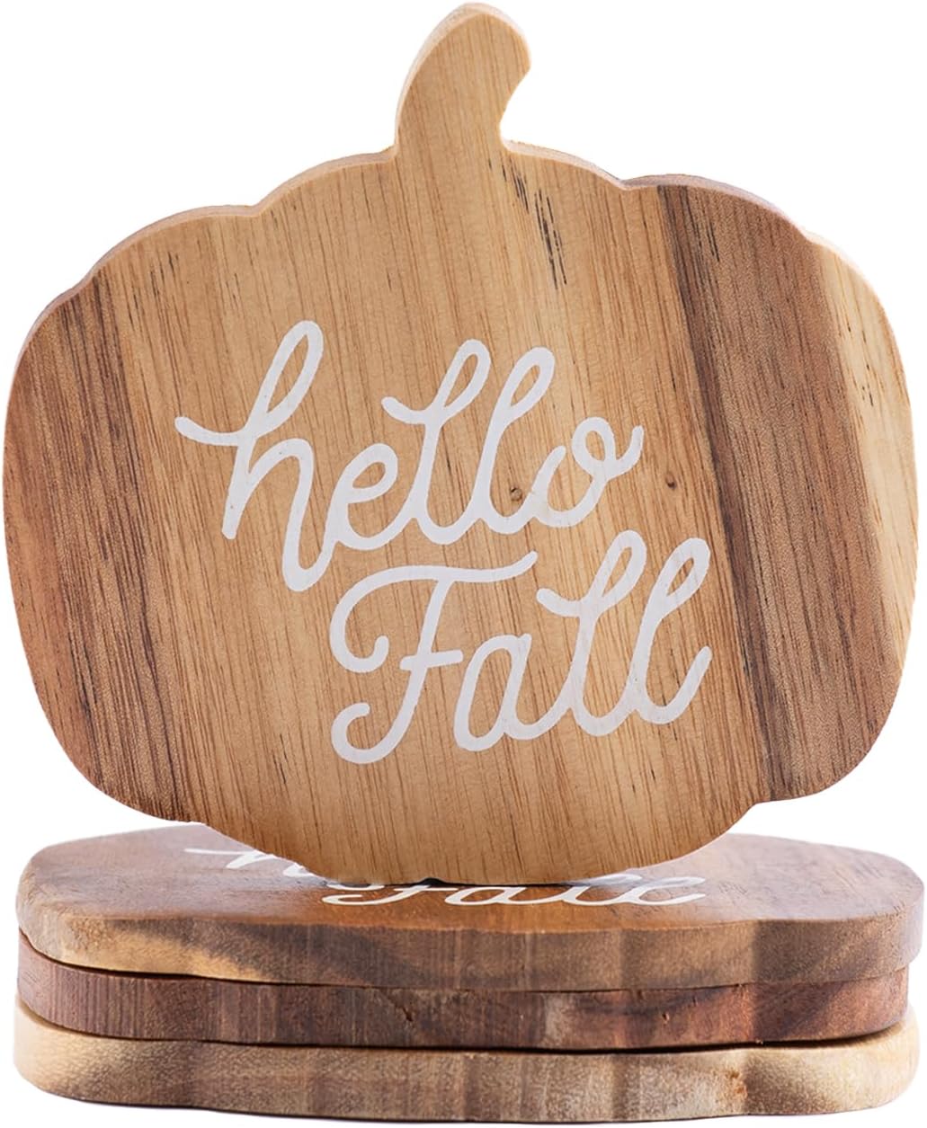 Pumpkin Acacia Wood Fall Decor Drink Coasters