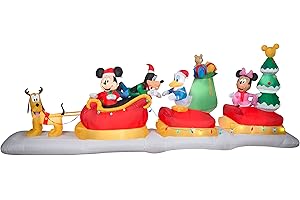 Gemmy Animated Christmas Airblown Inflatable Mickey And Friends Sleigh Scene Disney