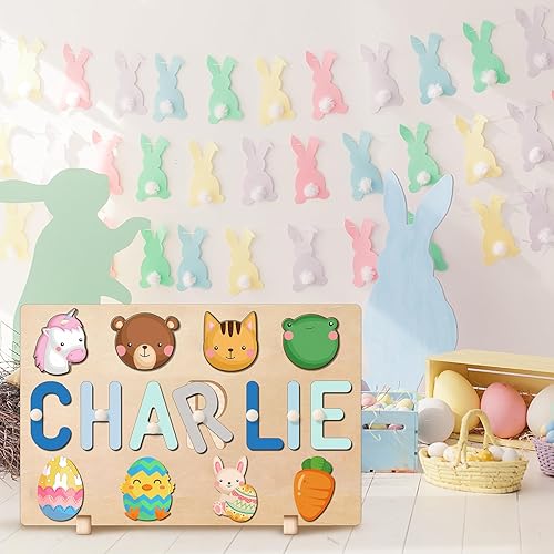 Miniatura 7 de EOBIBIFUN Rompecabezas de nombre personalizado para niños, rompecabezas de nombre de bebé personalizados, rompecabezas de madera con nombre para