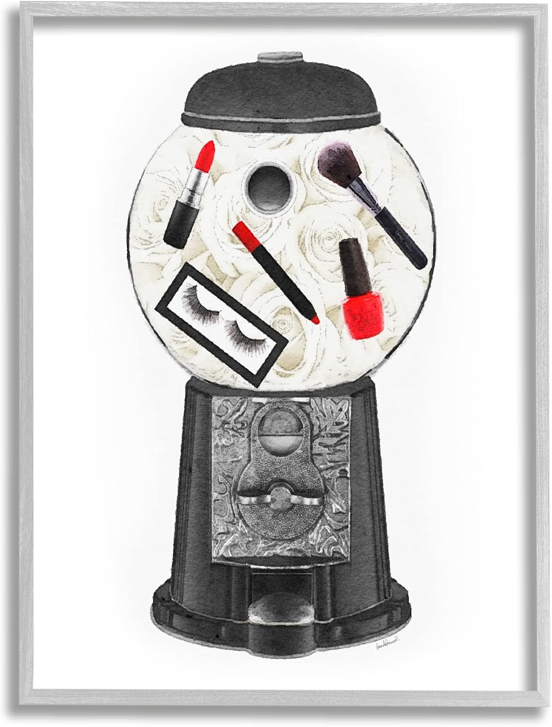 Stupell Industries Vintage Style Candy Dispenser Glam Makeup Cosmetics, Design by Amanda Greenwood