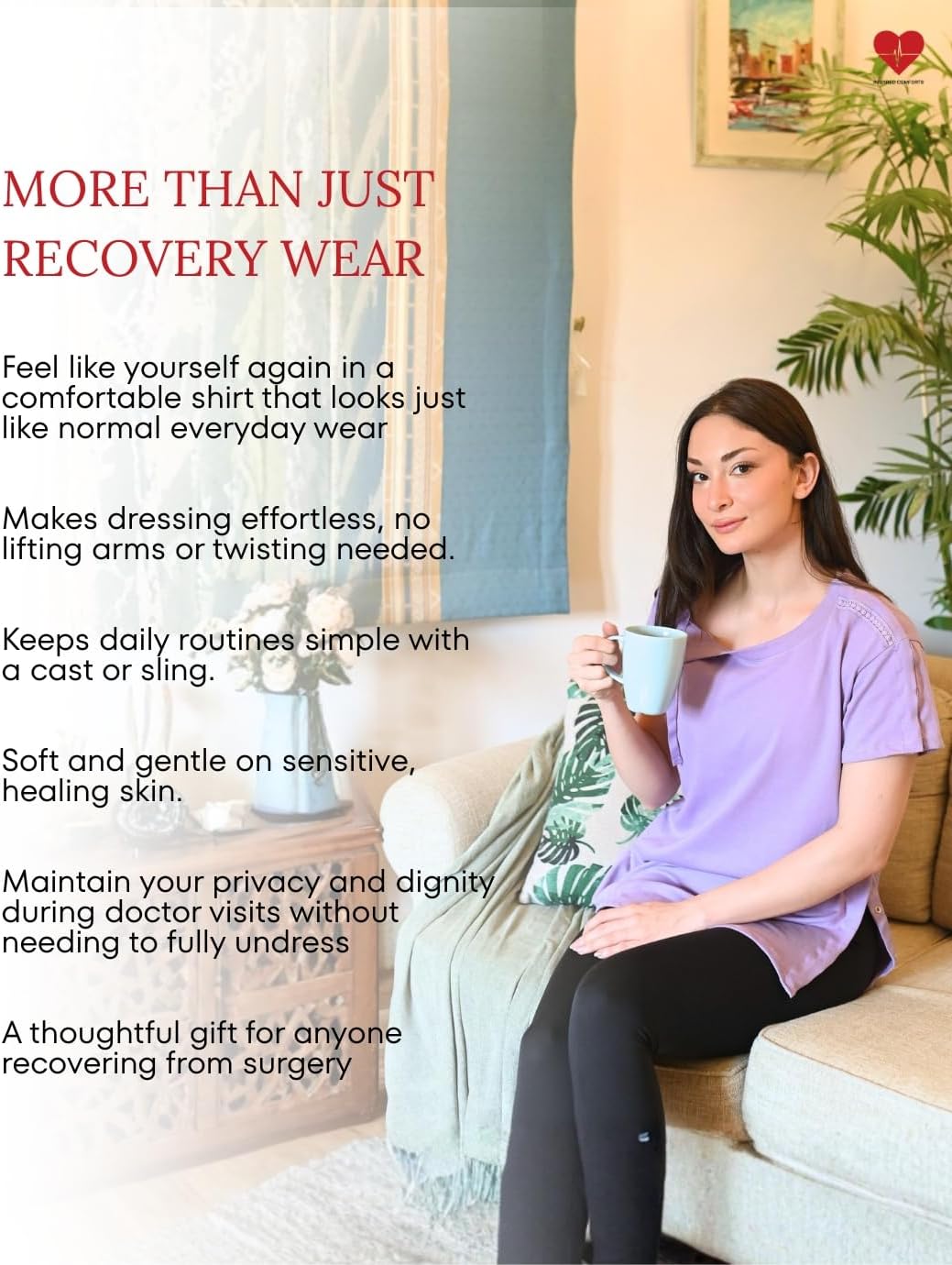 Inspired Comforts Post Shoulder Surgery Shirt for Women- Full Tearaway Adaptive Clothing