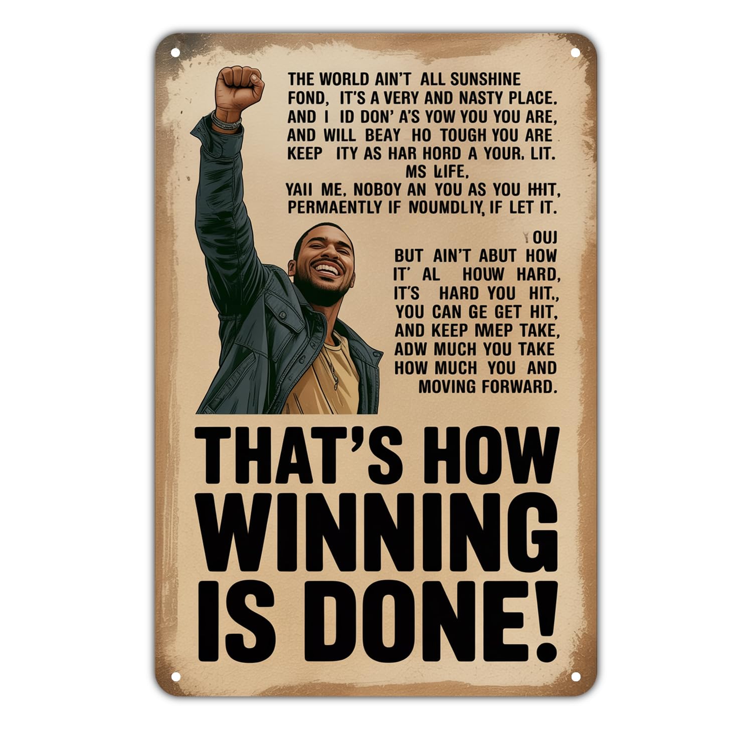 Winning Is Done Motivational Quote Tin Sign Vintage Inspirational Metal Sign Print Aesthetic Metal Tin Sign 8X12 Inch