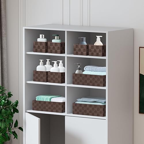 Miniatura 42 de Posprica Cestas de almacenamiento tejidas para organizar, pequeñas cestas negras de cubo organizador divisor para cajón, armario, estante, aparador,