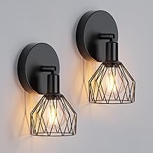 Klighten 2 Pieces E14 Vintage Swiveling Wall Light Industrial Metal Wall Light Indoor Kitchen Bedroom Living Room Black Bulb Not Included