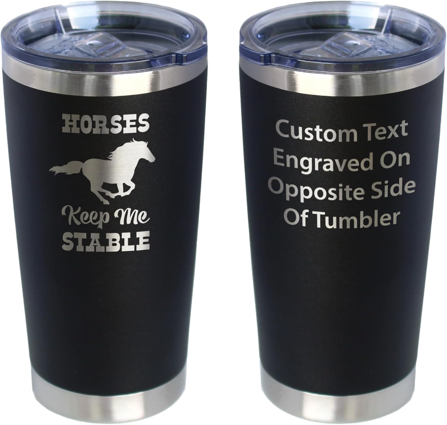 Custom Horses Keep Me Stable - Personalized Insulated Coffee Tumbler Cup with Sliding Lid - Stainless Steel Insulated Mug - Horse Themed Coffee Gifts