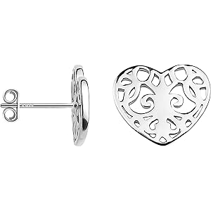SOFIA MILANI Damen Ohrringe 925 Silber – Herz Schloss Design, Vergoldet, Allergikergeeignet