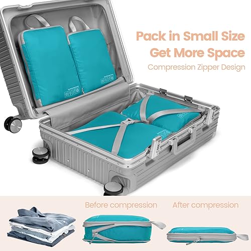 Vista 4 de Cambond Cubos de equipaje de compresión para mujeres de viaje, organizadores de equipaje ligeros, bolsas de equipaje para llevar en maletas