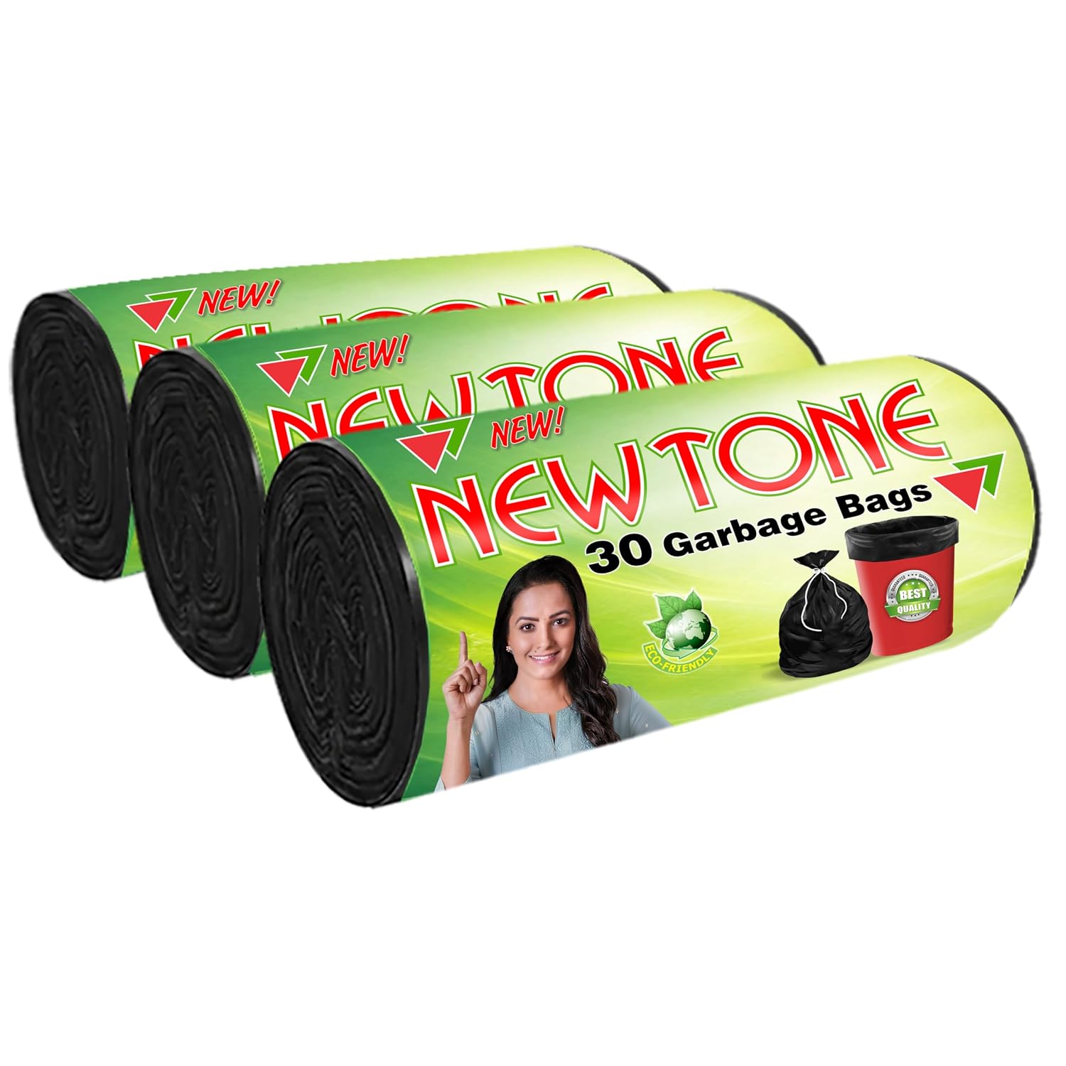 NEWTONE Medium Garbage Bags, 90 Count (3 Rolls x 30 Bags), 19 X 21 in, Black with Star Sealed Bottom and Detachable Tie-Ta... - Review, Price and Buying Guide