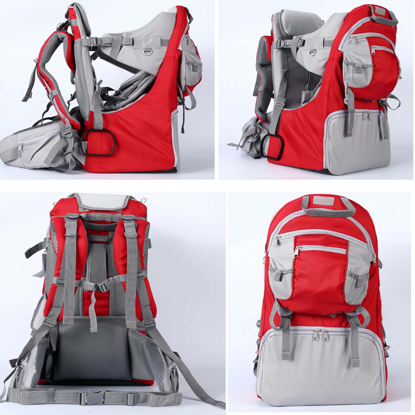 Mochila portabebés para Senderismo y Viajes - Diseño Plegable con arnés de Seguridad de 5 Puntos, Parasol Ajustable y Protector de Lluvia, Portabebés de 6 Meses a 6 años (Gris)