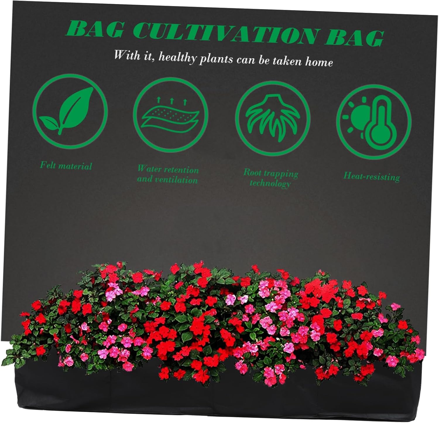 Raised Fabric Planting Bed Rectangular Non-Woven Grow Bag Planter for Vegetables and Reusable for Terrace Patio and Gardening