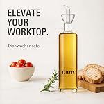 Distributeur d'Huile Olietta Bouteille en Verre Borosilicate 500ml 17 fl oz - Verseur sans goutte et sans joint en caoutchouc & Verseur de Vinaigre, Étanche et Facile à Nettoyer pour Cuisine et Table