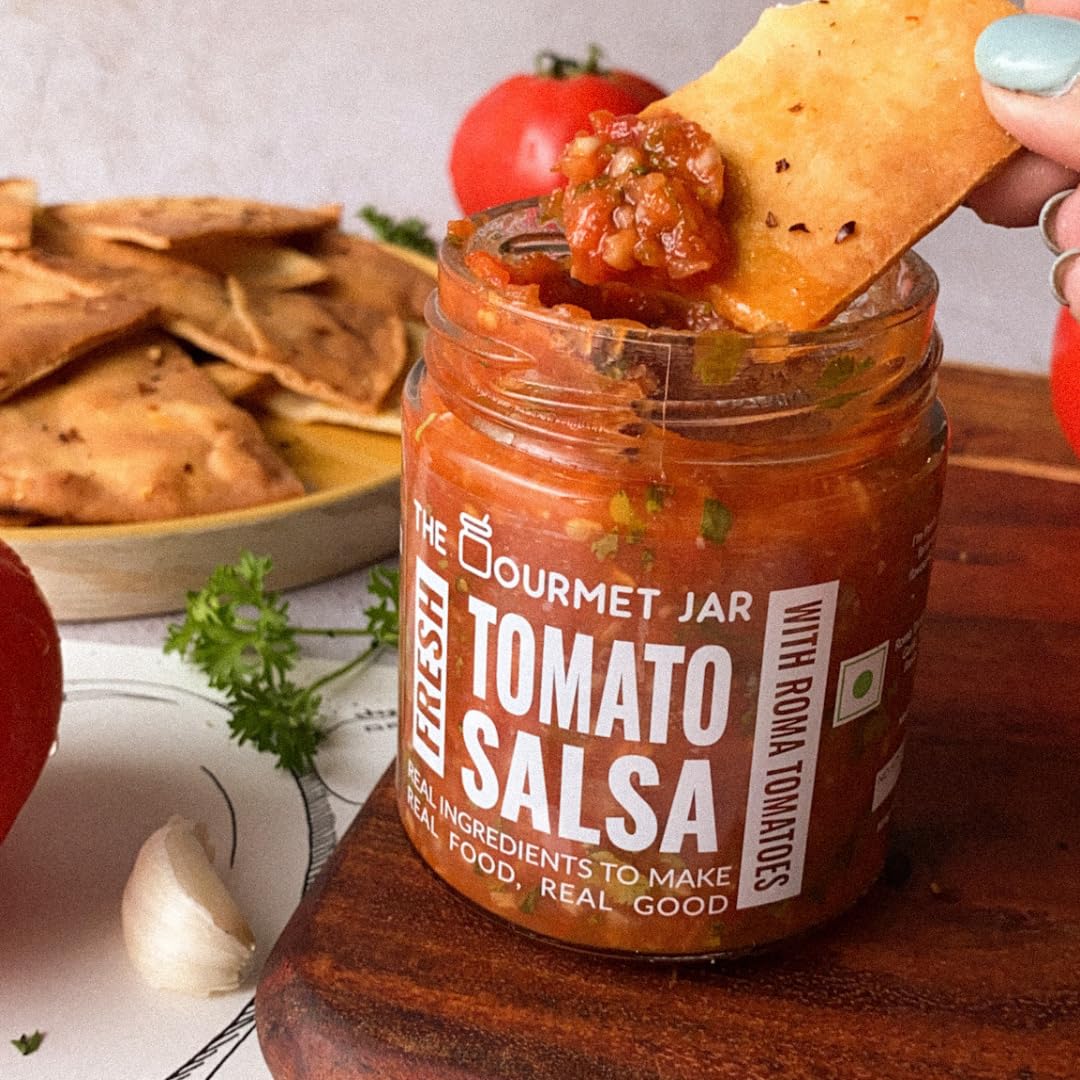 The Gourmet Jar Fresh Tomato Salsa 190g|100% Natural & No Preservatives |Mexican Salsa|Made with Real Tomatoes|Fresh, Herby, Tangy| Enjoy it with Nachos, Tacos, Burrito Bowls & Chips| Pack of 2 - Image 3 thumbnail