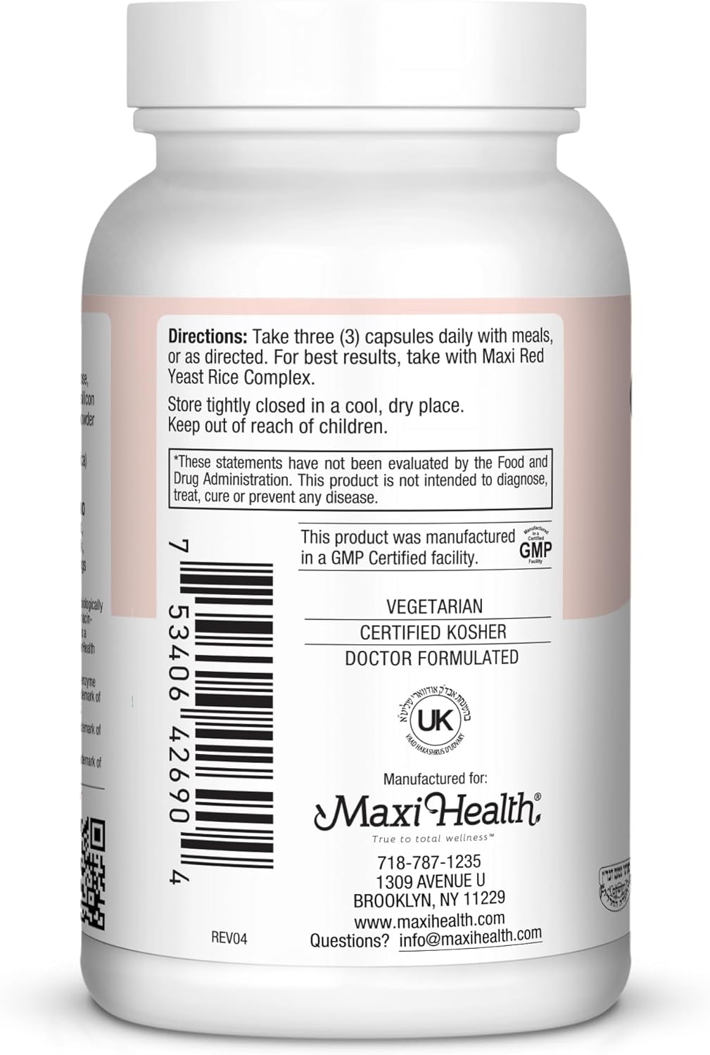 Maxi Health CH Control - with Vitamin E and Magnesium - 90 Capsules - Kosher